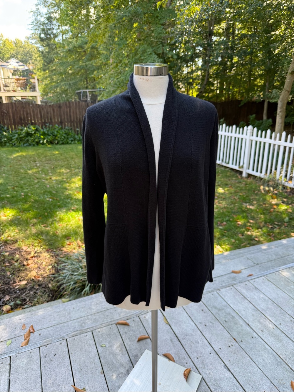 Talbots Black Open-Front Knit Cardigan